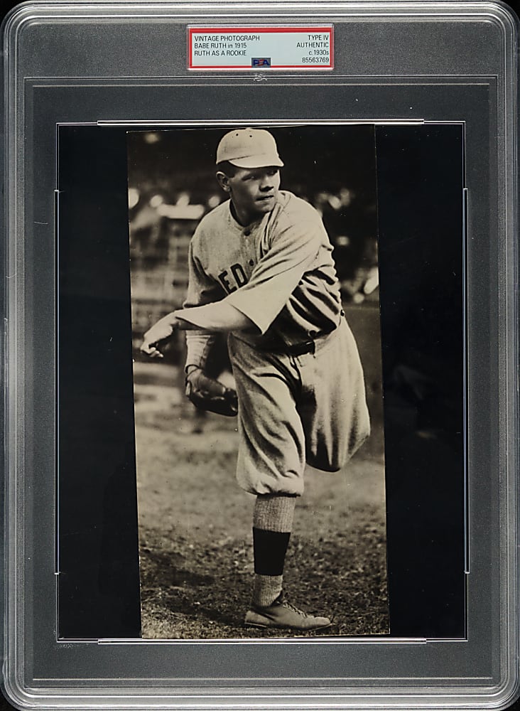Circa 1930s Babe Ruth in 1915 Vintage Photograph PSA/DNA Type IV - Rookie Image