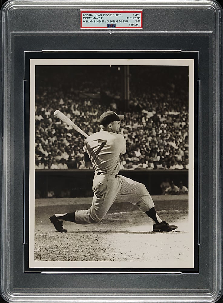 1956 Mickey Mantle Triple Crown Year Original Cleveland News Photograph PSA/DNA Type I