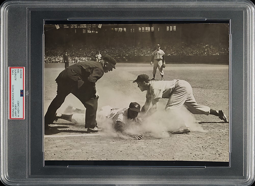 1954 Larry Doby and Andy Carey Original News Service Photograph PSA/DNA Type I