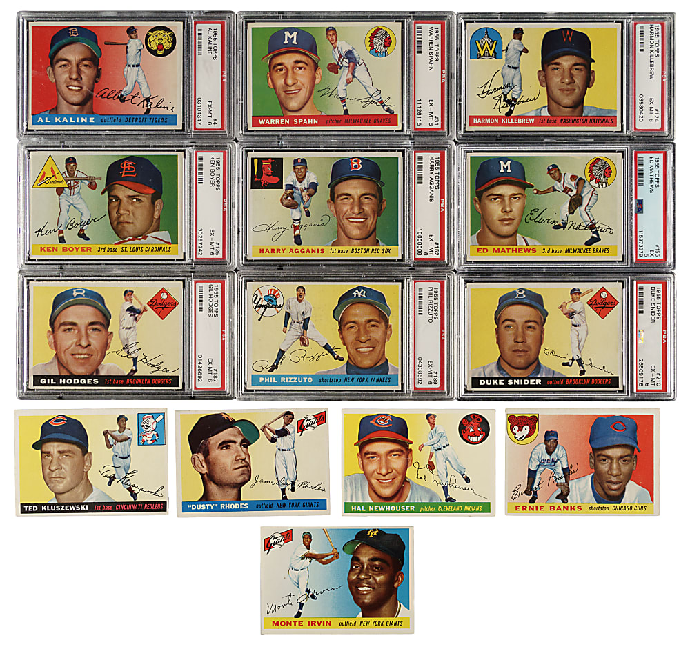1955 Topps Near-Complete Set (198/206) Including 44 PSA-Graded Cards