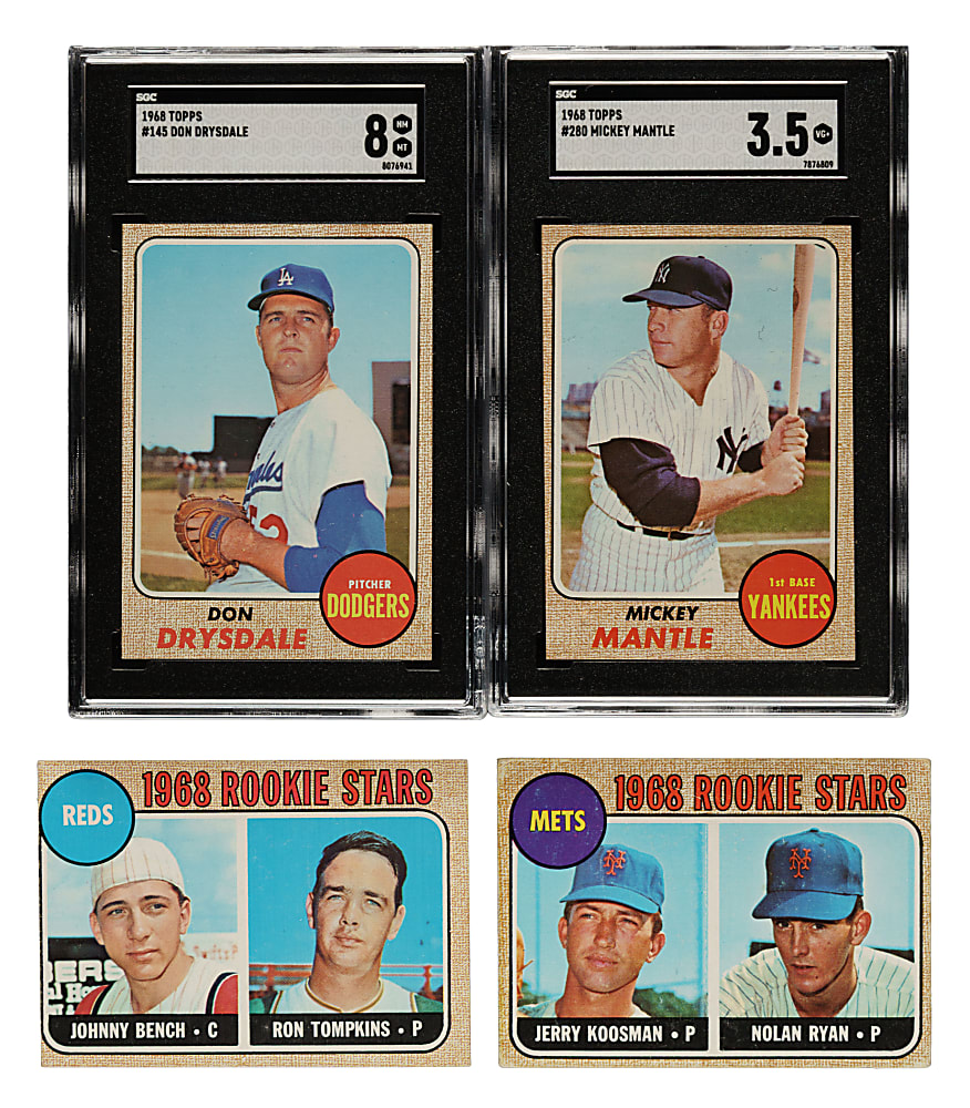 1968 Topps Near-Complete Set (493/598) Including Mantle, Ryan Rookie, and Bench Rookie