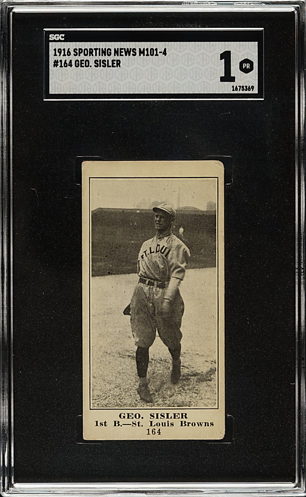 1916 M101-4 Sporting News #164 George Sisler Rookie SGC POOR 1