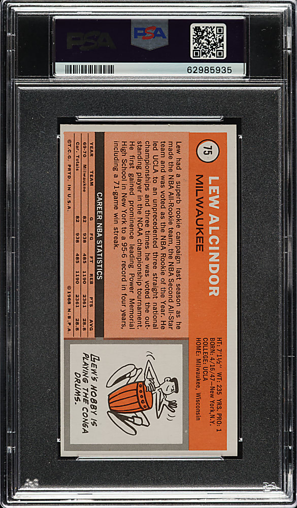 1970-1971 Topps Basketball #75 Lew Alcindor PSA NM-MT 8