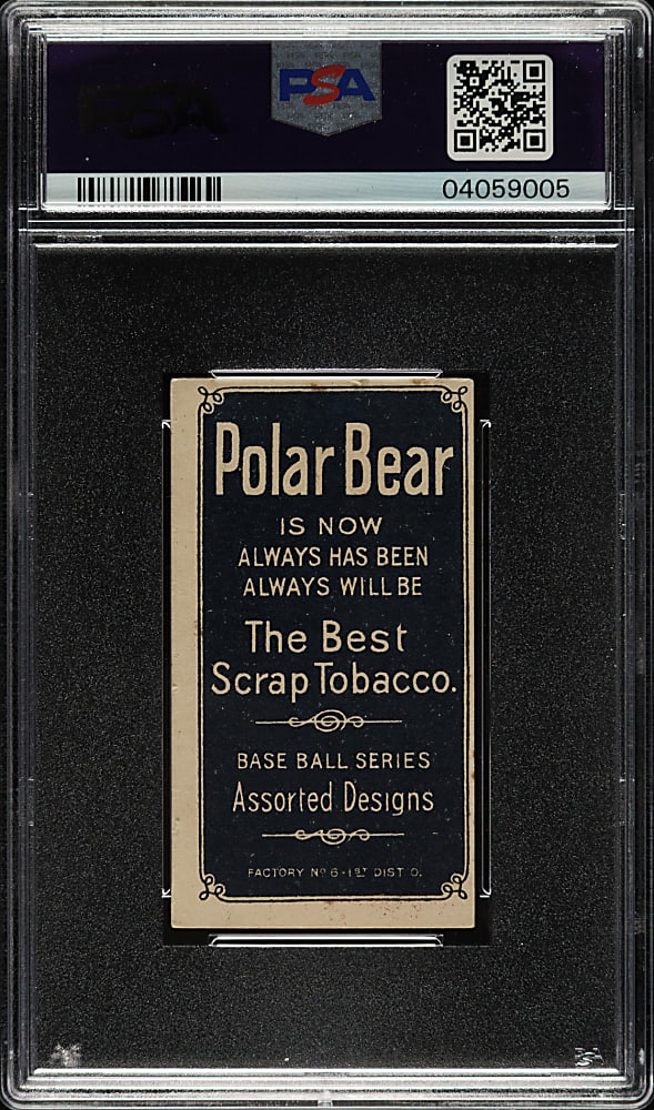 1909-1911 T206 White Border Cy Young Glove Shows PSA EX-MT 6 - Polar Bear Back - 1 of 2 - Highest Graded!