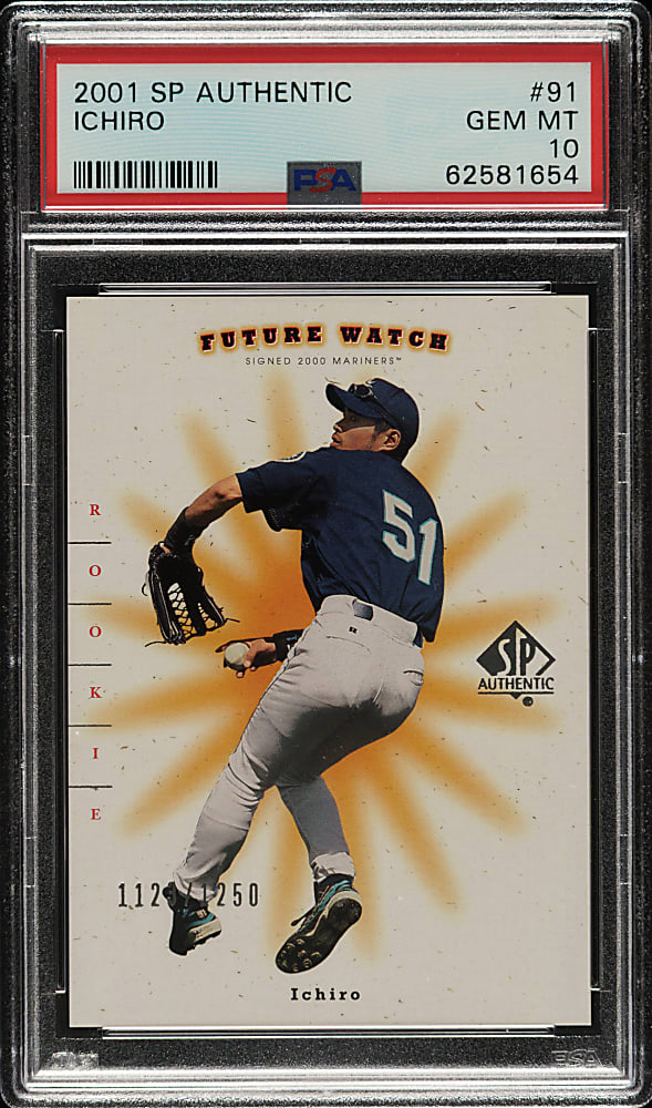 2001 Upper Deck SP Authentic Future Watch #91 Ichiro Suzuki Rookie #1123/1250 PSA GEM MINT 10