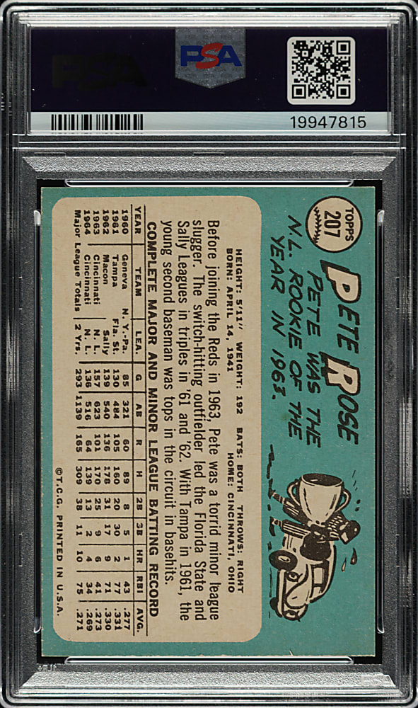 1965 Topps #207 Pete Rose PSA MINT 9