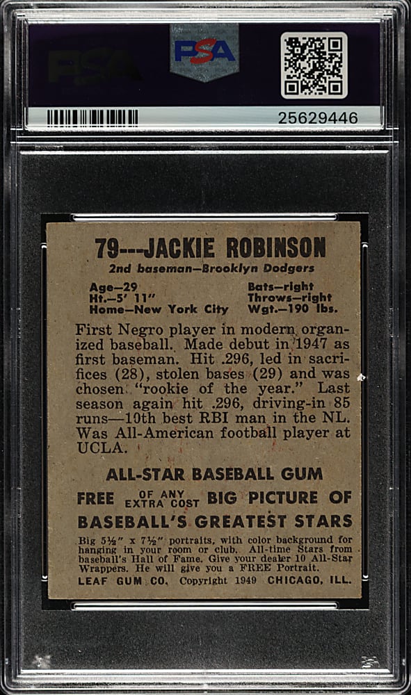 1948-1949 Leaf #79 Jackie Robinson Rookie PSA NM 7