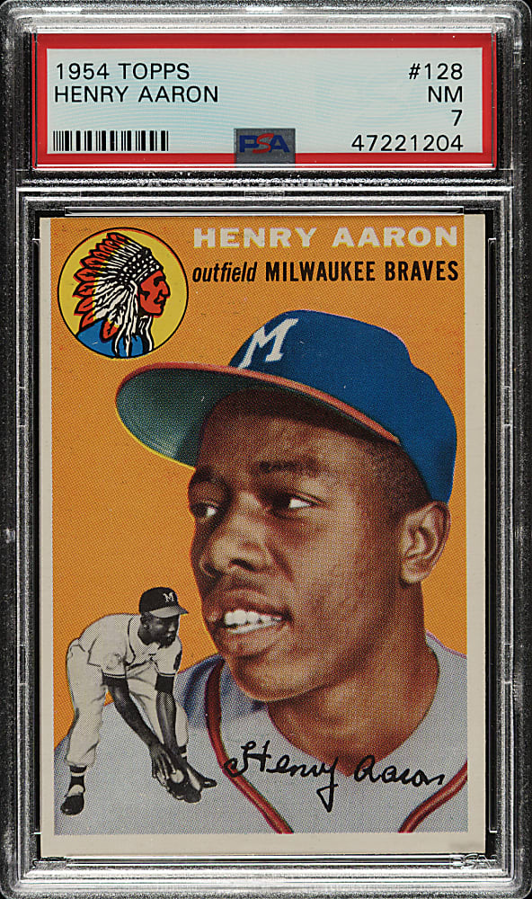 1954 Topps #128 Hank Aaron Rookie PSA NM 7