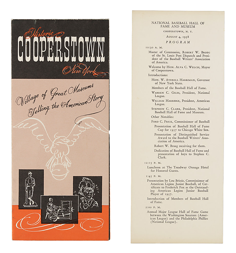 1958 Cooperstown Scorecard Signed by Ty Cobb and Frank "Home Run" Baker - JSA