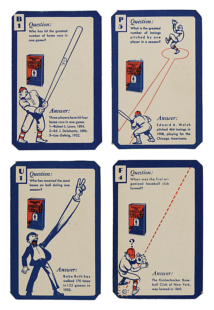 1934 Quaker Oats "Ask Me" Baseball Trivia Complete Set (26)