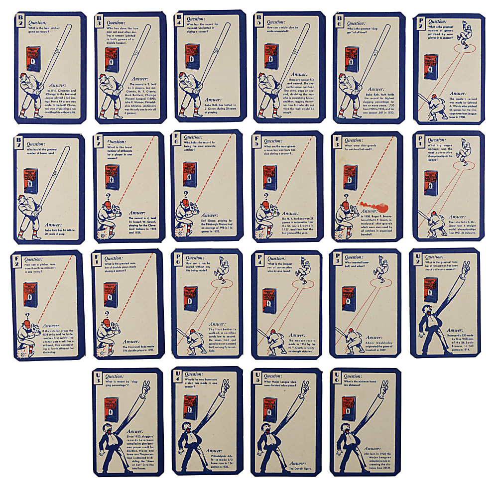 1934 Quaker Oats "Ask Me" Baseball Trivia Complete Set (26)