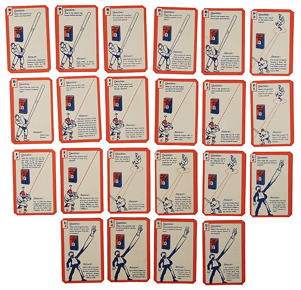 1934 Quaker Oats "Ask Me" Baseball Trivia Complete Set (26)