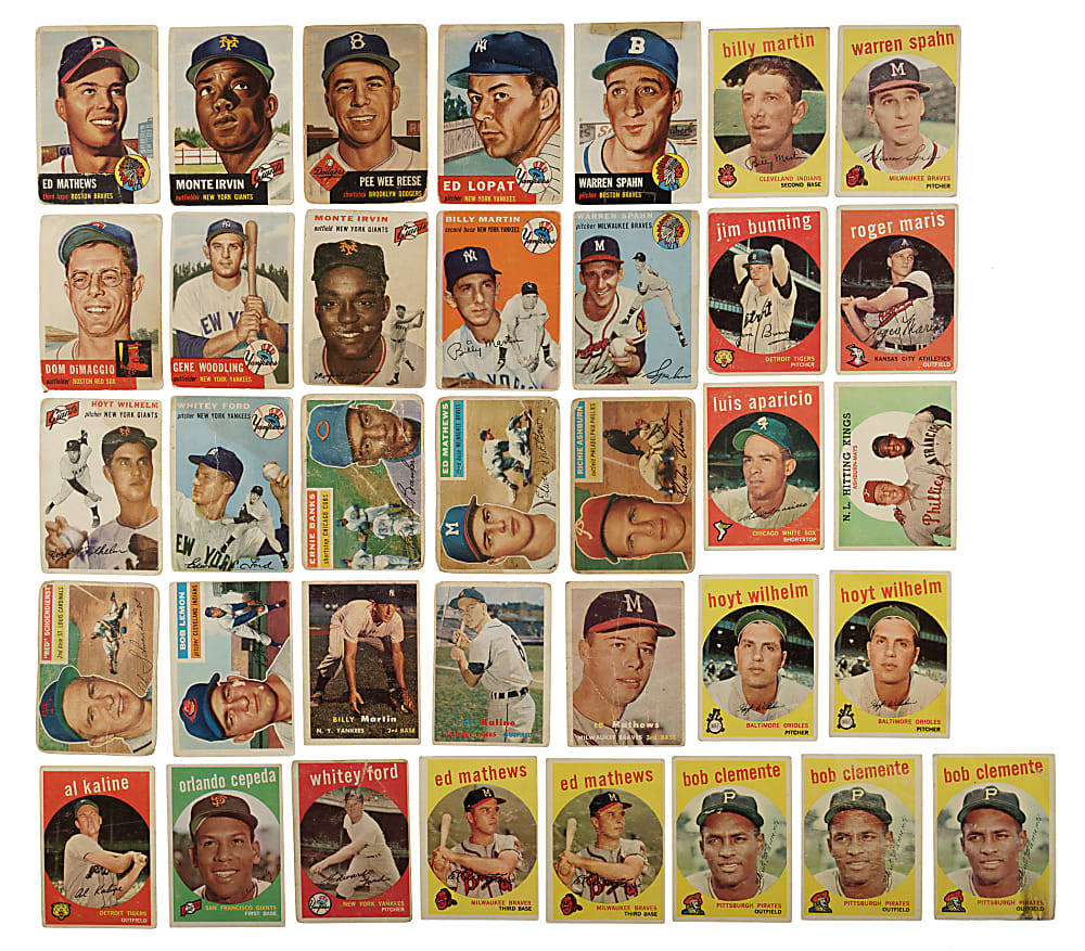 1952 to 1959 Topps, Bowman, and Fleer Shoebox Collection (313) Including 43 Hall of Famers