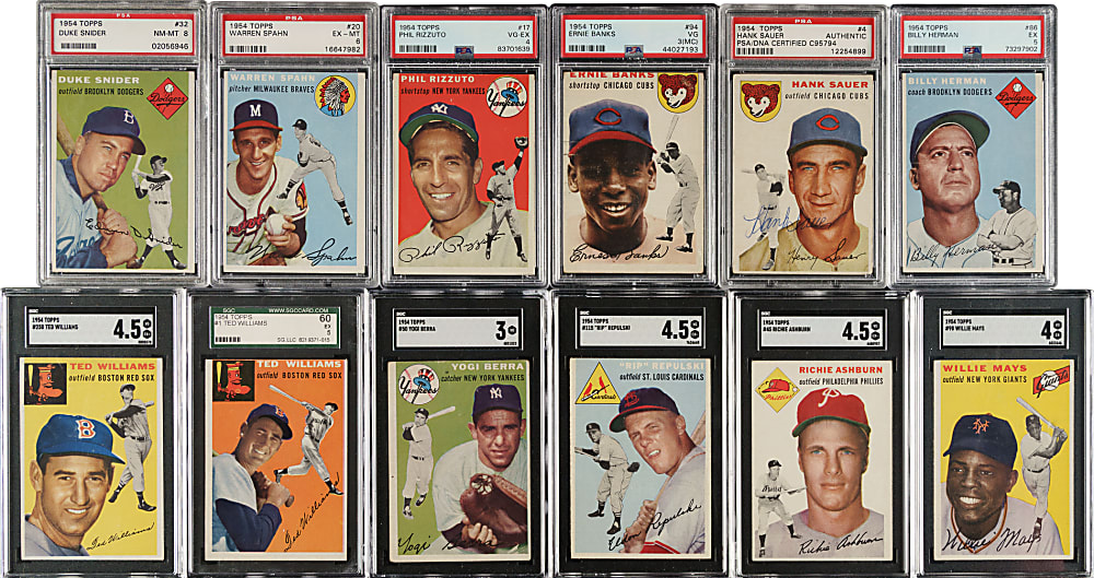 1954 Topps Complete Set (250) Including 15 PSA- and SGC-Graded Cards