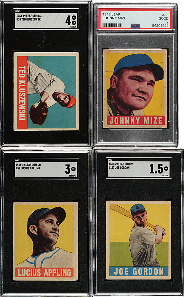1948-1949 Leaf SGC- and PSA-Graded Near-Complete Standard Set (41/49) Including Mize, Wagner, Doerr, and Kiner