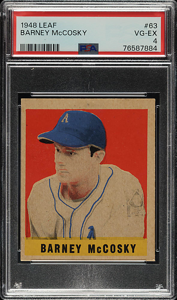 1948-1949 Leaf #63 Barney McCosky Short Print PSA VG-EX 4
