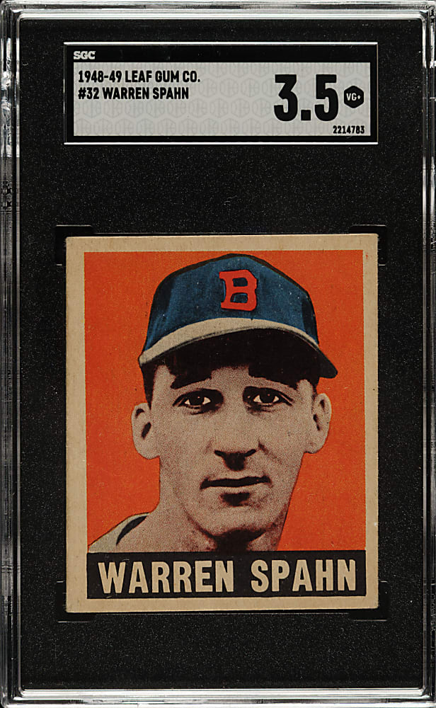 1948-1949 Leaf #32 Warren Spahn Rookie SGC VG+ 3.5