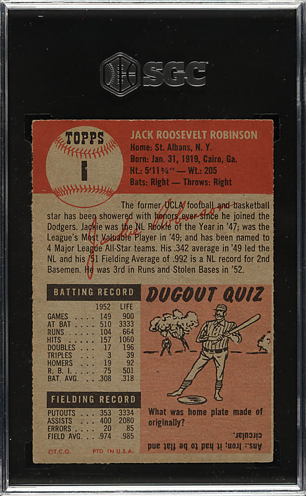 1953 Topps #1 Jackie Robinson SGC VG/EX+ 4.5
