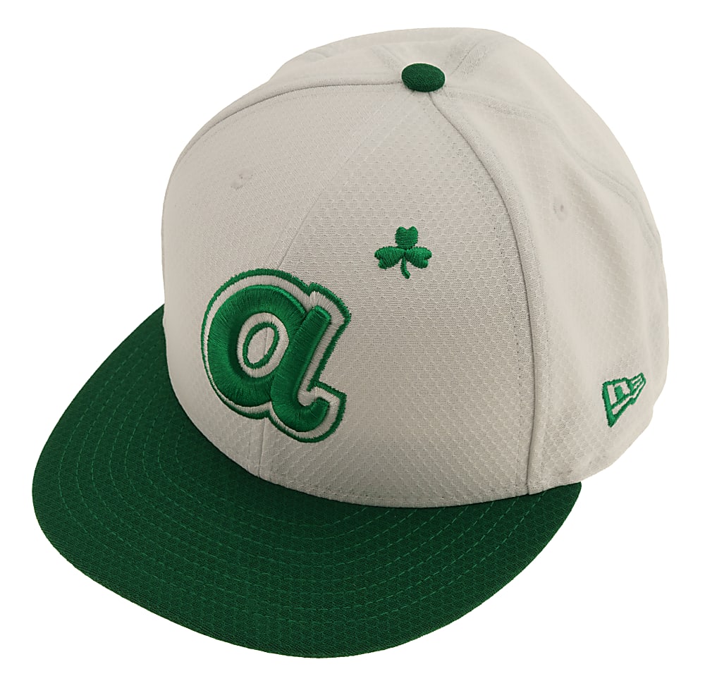 March 17, 2019 Ronald Acuna Jr. Atlanta Braves Game-Used St. Patrick's Day Cap - MLB