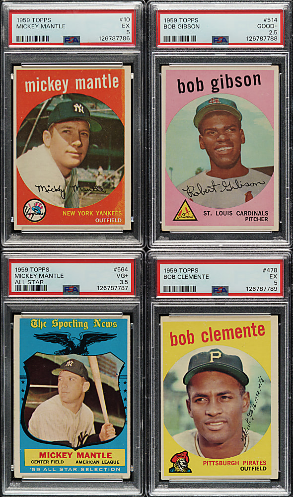 1959 Topps Complete Set (572) Including #10 Mickey Mantle PSA EX 5