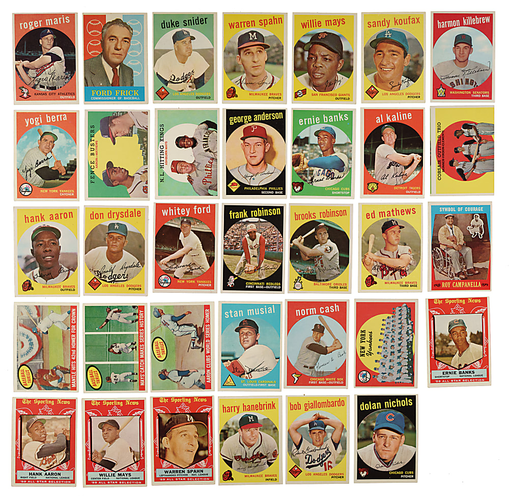 1959 Topps Complete Set (572) Including #10 Mickey Mantle PSA EX 5