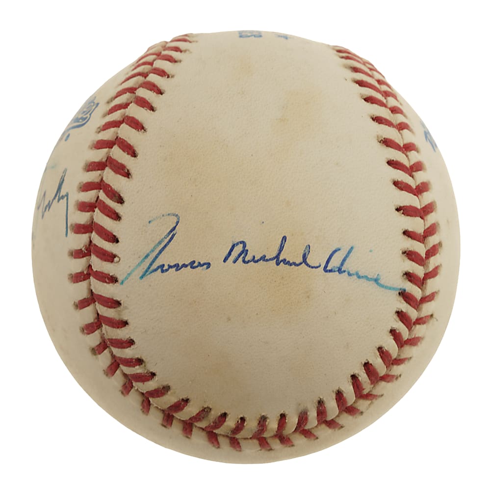 Tom Glavine, Greg Maddux, and John Smoltz Full-Name Multi-Signed 1995 World Series Baseball - JSA