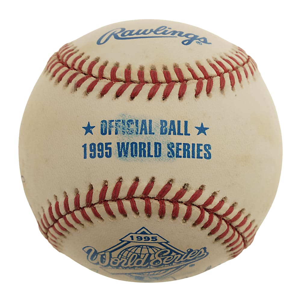 Tom Glavine, Greg Maddux, and John Smoltz Full-Name Multi-Signed 1995 World Series Baseball - JSA