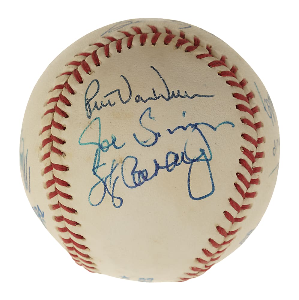 1995 Atlanta Braves World Champions Multi-Signed Baseball with Bobby Cox, Tom Glavine, and John Smoltz