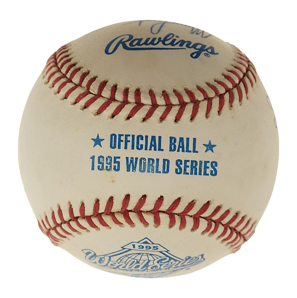 1995 Atlanta Braves World Champions Multi-Signed Baseball with Bobby Cox, Tom Glavine, and John Smoltz