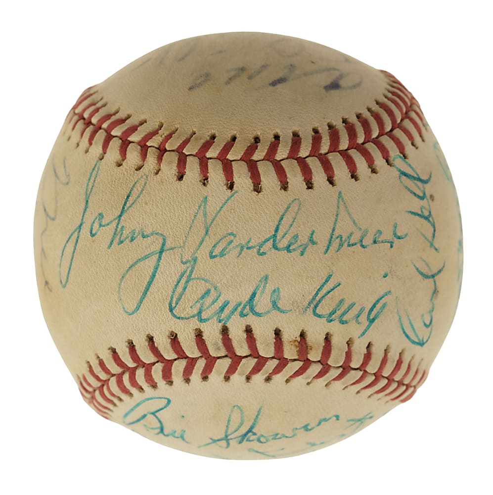 Hall of Fame and Star Multi-Signed Baseball with Mickey Mantle and Joe DiMaggio - Beckett