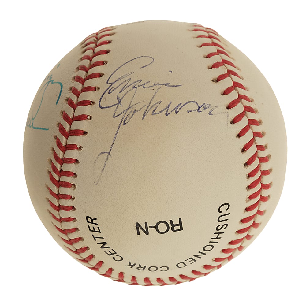Sports Commentators Multi-Signed Baseball with Skip Caray and Ernie Johnson