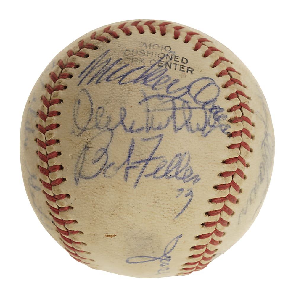 1970s Hall of Fame and Stars Multi-Signed Baseball with Bob Feller, Lloyd Waner, and Paul Dean