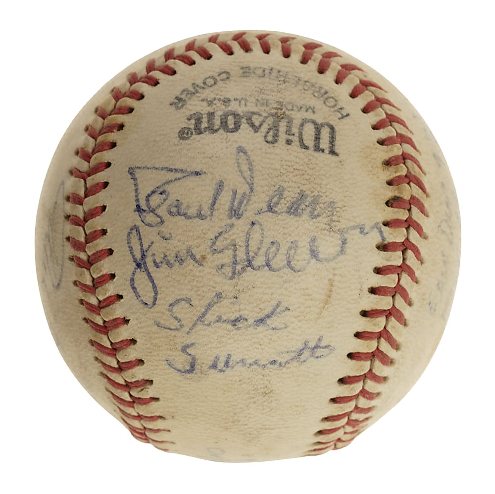 1970s Hall of Fame and Stars Multi-Signed Baseball with Bob Feller, Lloyd Waner, and Paul Dean