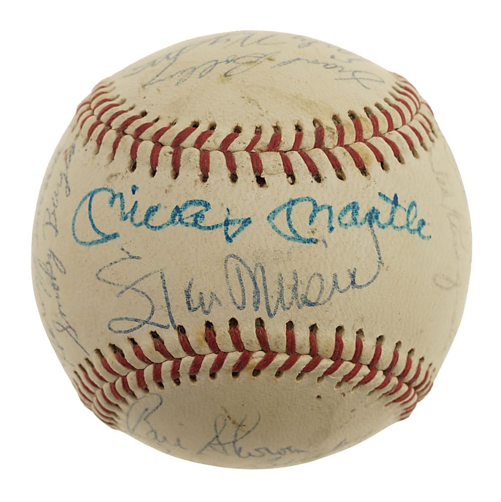 Hall of Fame and Star Multi-Signed Baseball with Mickey Mantle, Stan Musial, and Pee Wee Reese - Beckett