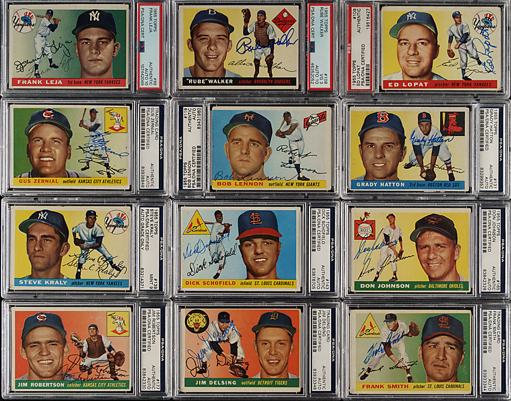 1955 Topps Collection (169) Including 142 Signed Cards and 24 PSA-Graded Cards