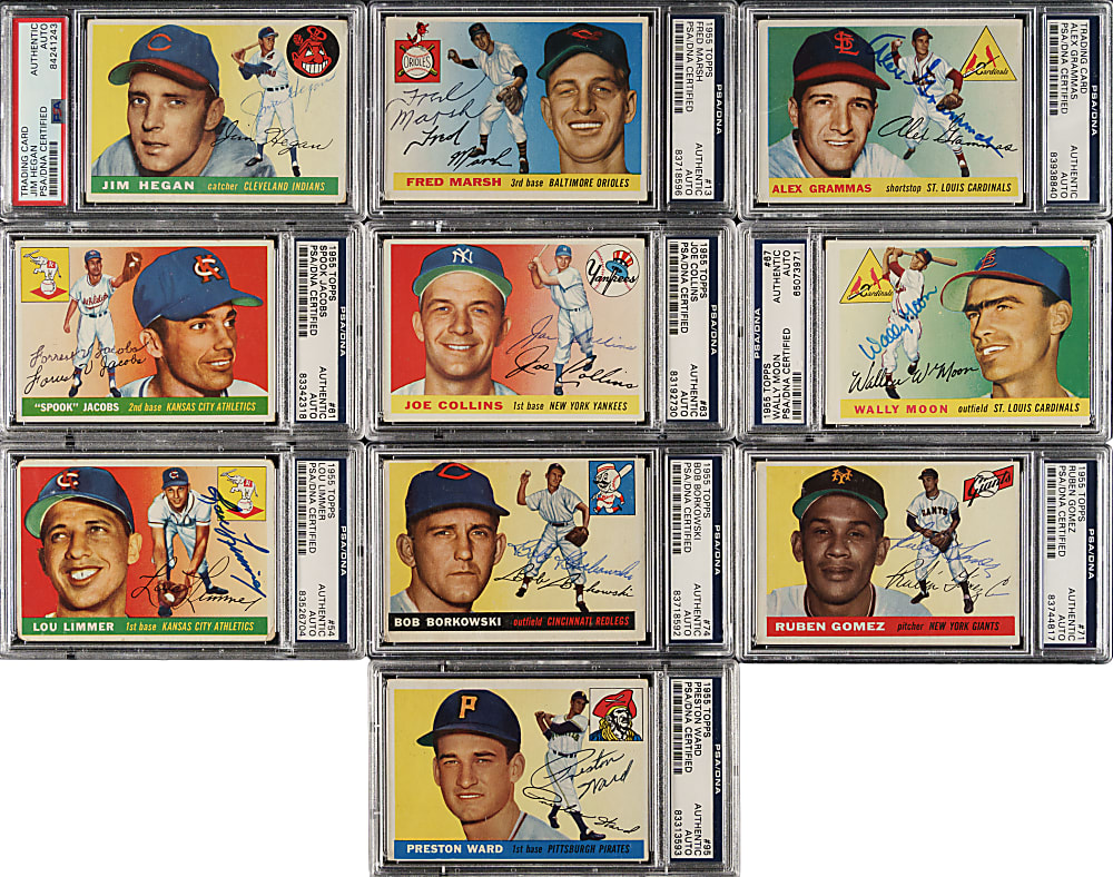 1955 Topps Collection (169) Including 142 Signed Cards and 24 PSA-Graded Cards