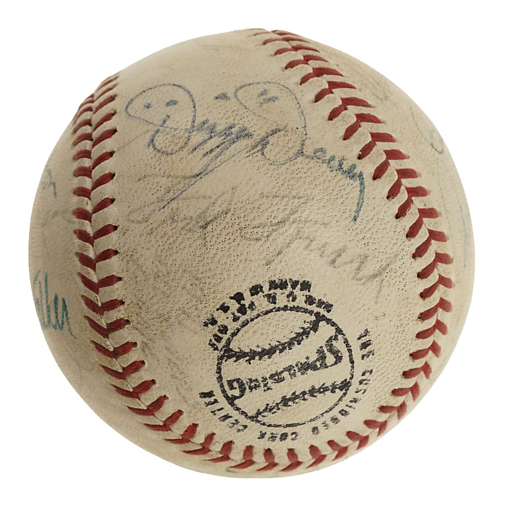 Hall of Fame and Star Multi-Signed Baseball with Dizzy Dean, Frankie Frisch, and Stan Musial - JSA