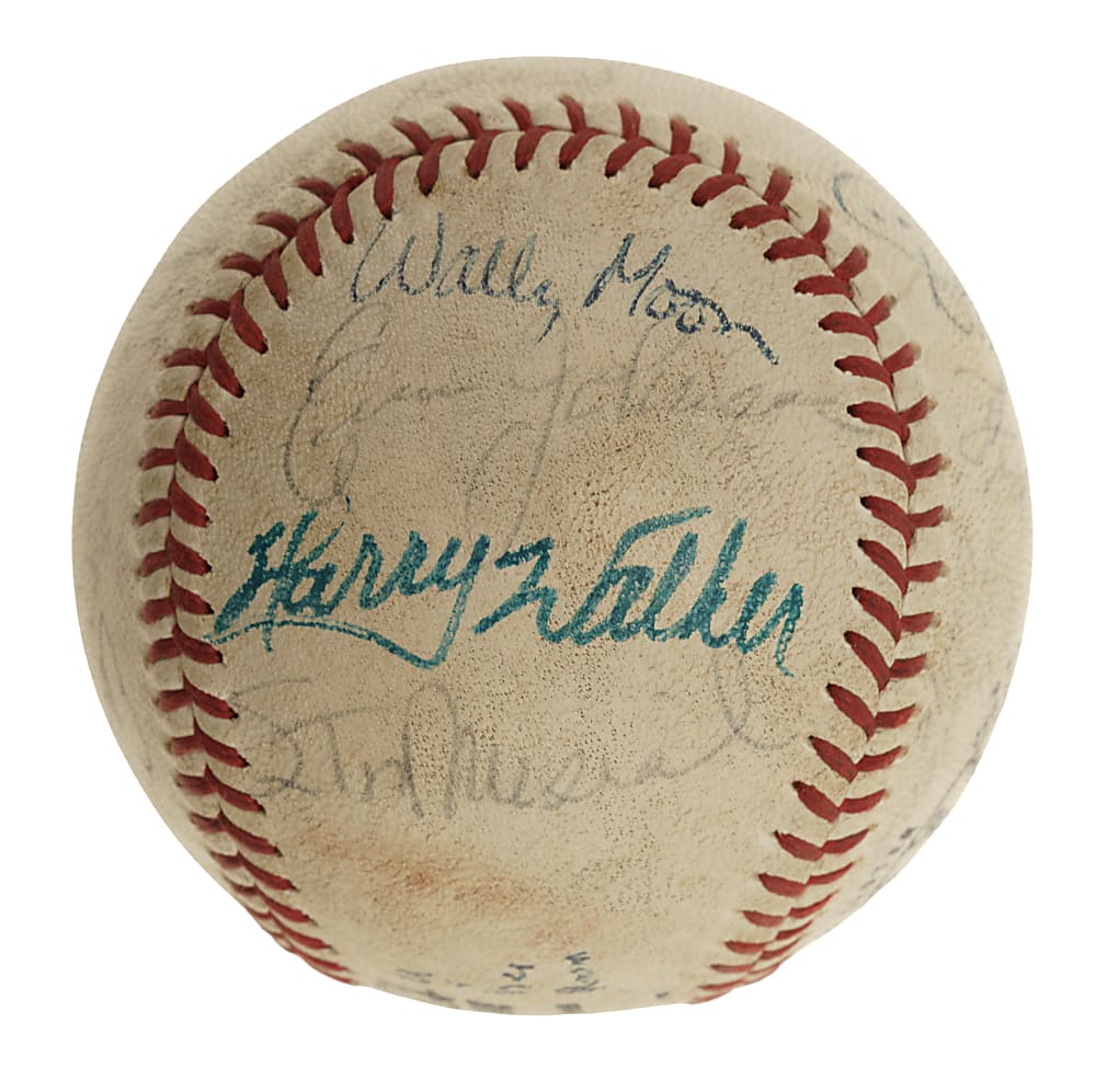 Hall of Fame and Star Multi-Signed Baseball with Dizzy Dean, Frankie Frisch, and Stan Musial - JSA