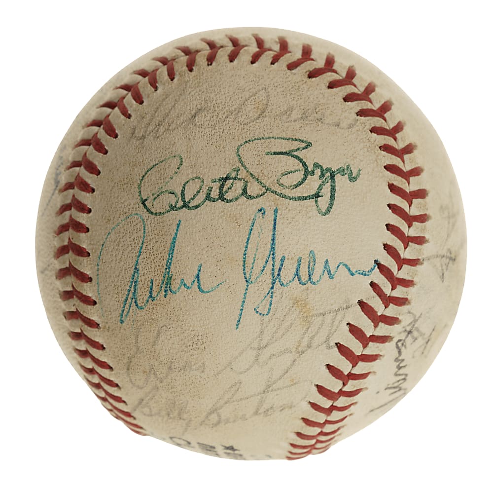 Hall of Fame and Star Multi-Signed Baseball with Dizzy Dean, Frankie Frisch, and Stan Musial - JSA