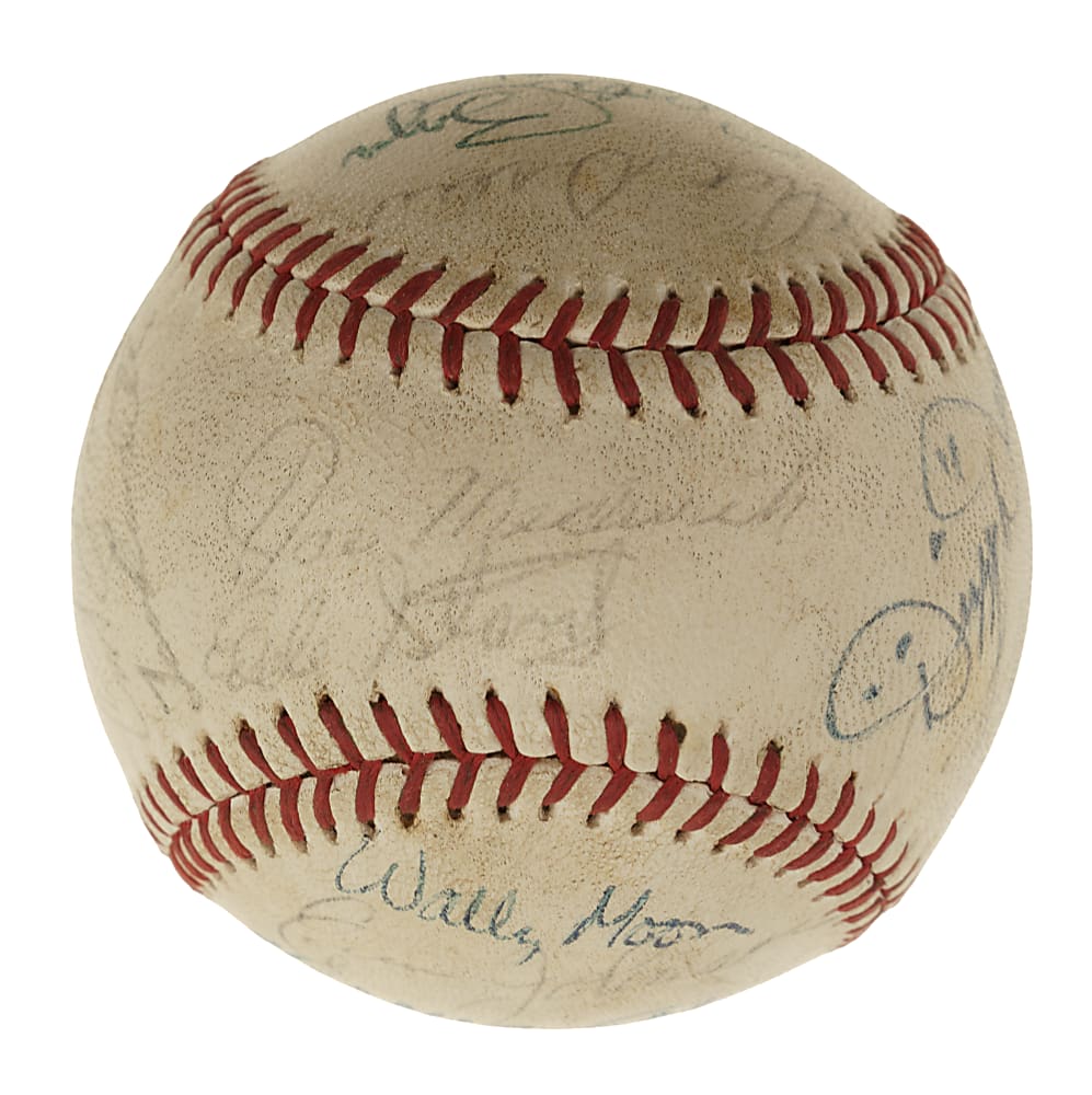 Hall of Fame and Star Multi-Signed Baseball with Dizzy Dean, Frankie Frisch, and Stan Musial - JSA