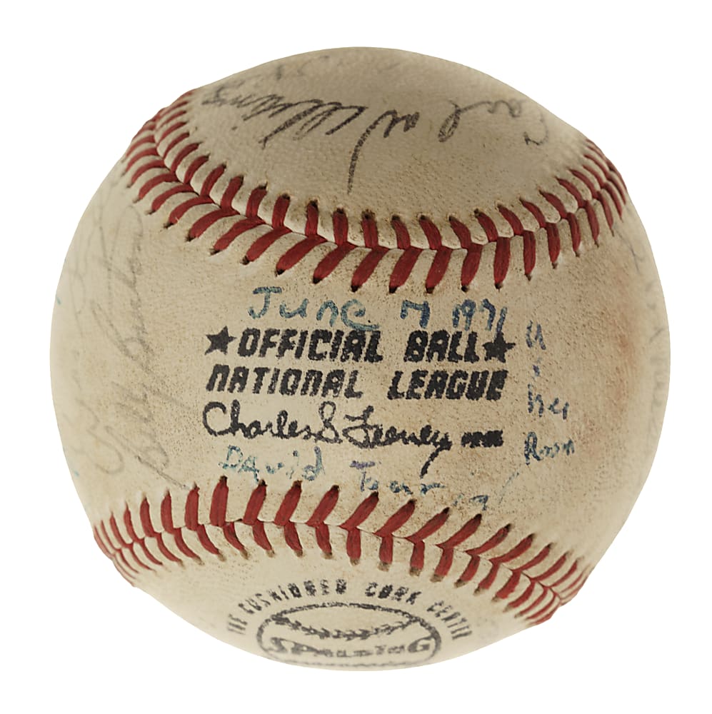Hall of Fame and Star Multi-Signed Baseball with Dizzy Dean, Frankie Frisch, and Stan Musial - JSA