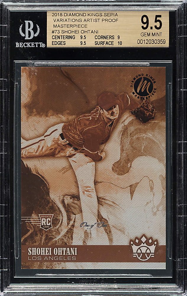 2018 Panini Diamond Kings #73 Shohei Ohtani Rookie Sepia Artist Prrof Masterpiece #1/1 BGS GEM MINT 9.5