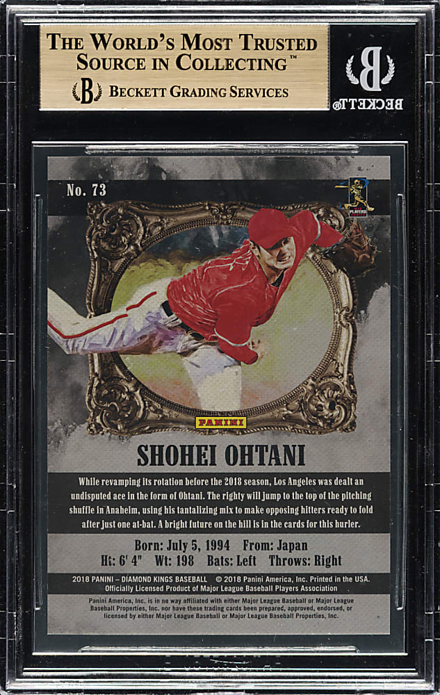 2018 Panini Diamond Kings #73 Shohei Ohtani Rookie Sepia Artist Prrof Masterpiece #1/1 BGS GEM MINT 9.5