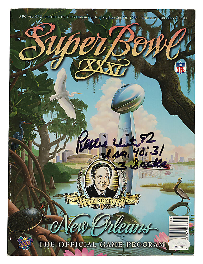 1997 Super Bowl XXXL Program Signed by Reggie White with "Isa 40:31" and "3 Sacks" Inscriptions - JSA