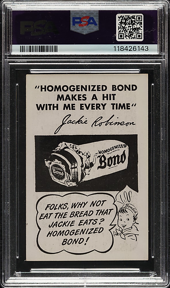 Circa 1947 Bond Bread Jackie Robinson Bat Follow, White Sleeves PSA VG-EX 4