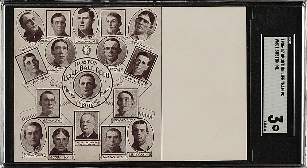 1906-1907 W601 Sporting Life Boston Beaneaters Team Composite Postcard SGC VG 3