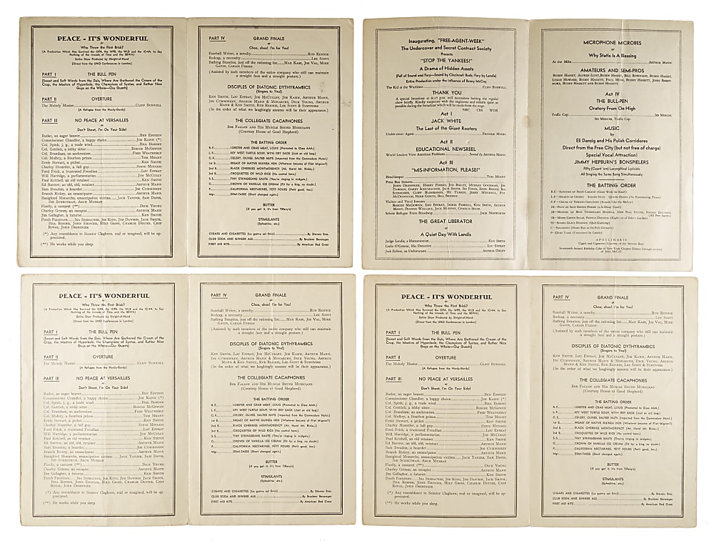 1946 New York Baseball Writers Multi-Signed Dinner Program Collection (3) Including Babe Ruth, Mel Ott, and Hank Greenberg - JSA