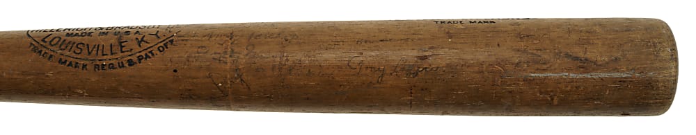 1930 Al Simmons Philadelphia Athletics Game-Used Bat Signed by Babe Ruth, Lou Gehrig, and Jimmie Foxx PSA/DNA GU 8.5