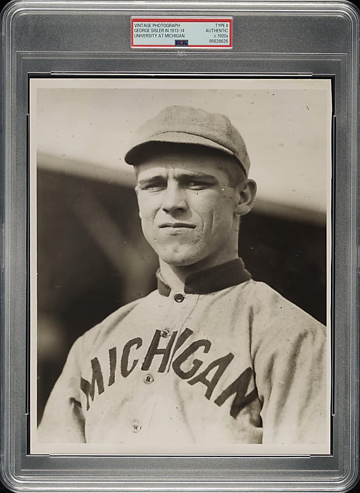 Circa 1920s George Sisler in 1913 University of Michigan Vintage Photograph PSA/DNA Type II