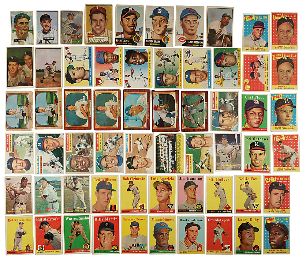 1948 to 1959 Topps, Fleer, and Bowman Shoebox Collection (494) Including 90+ Hall of Famers